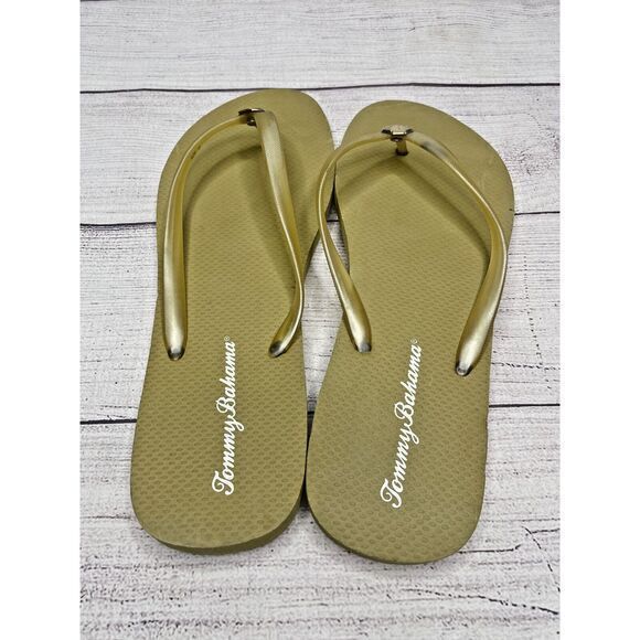 Tommy‎ Bahama flip flops womens size 10 Gold - Picture 2 of 5